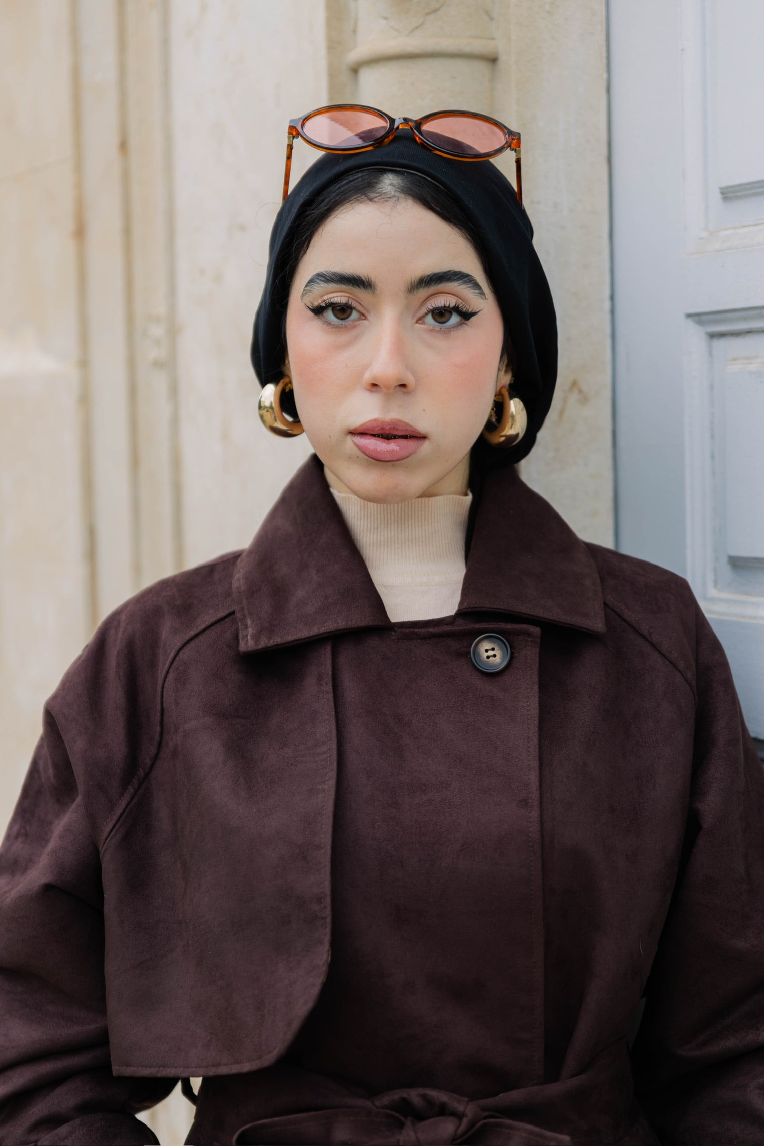 The suede trench coat