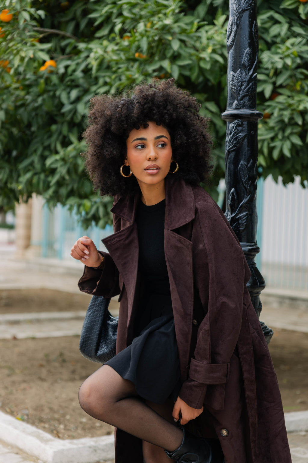 The suede trench coat