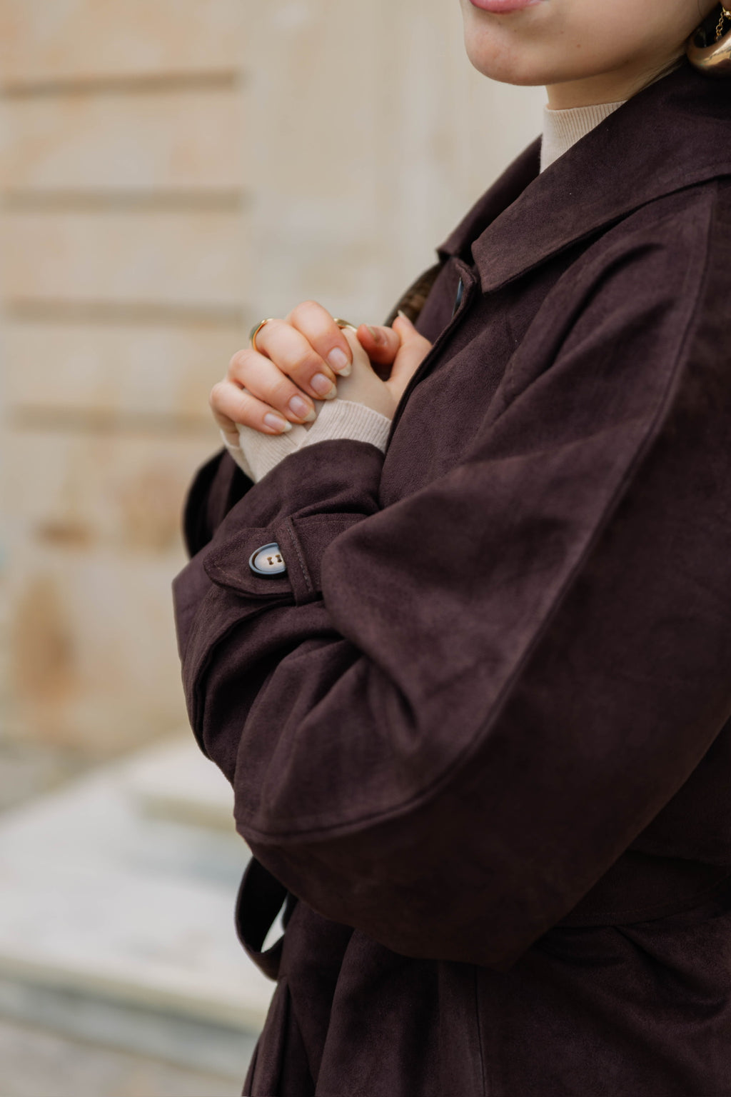 The suede trench coat