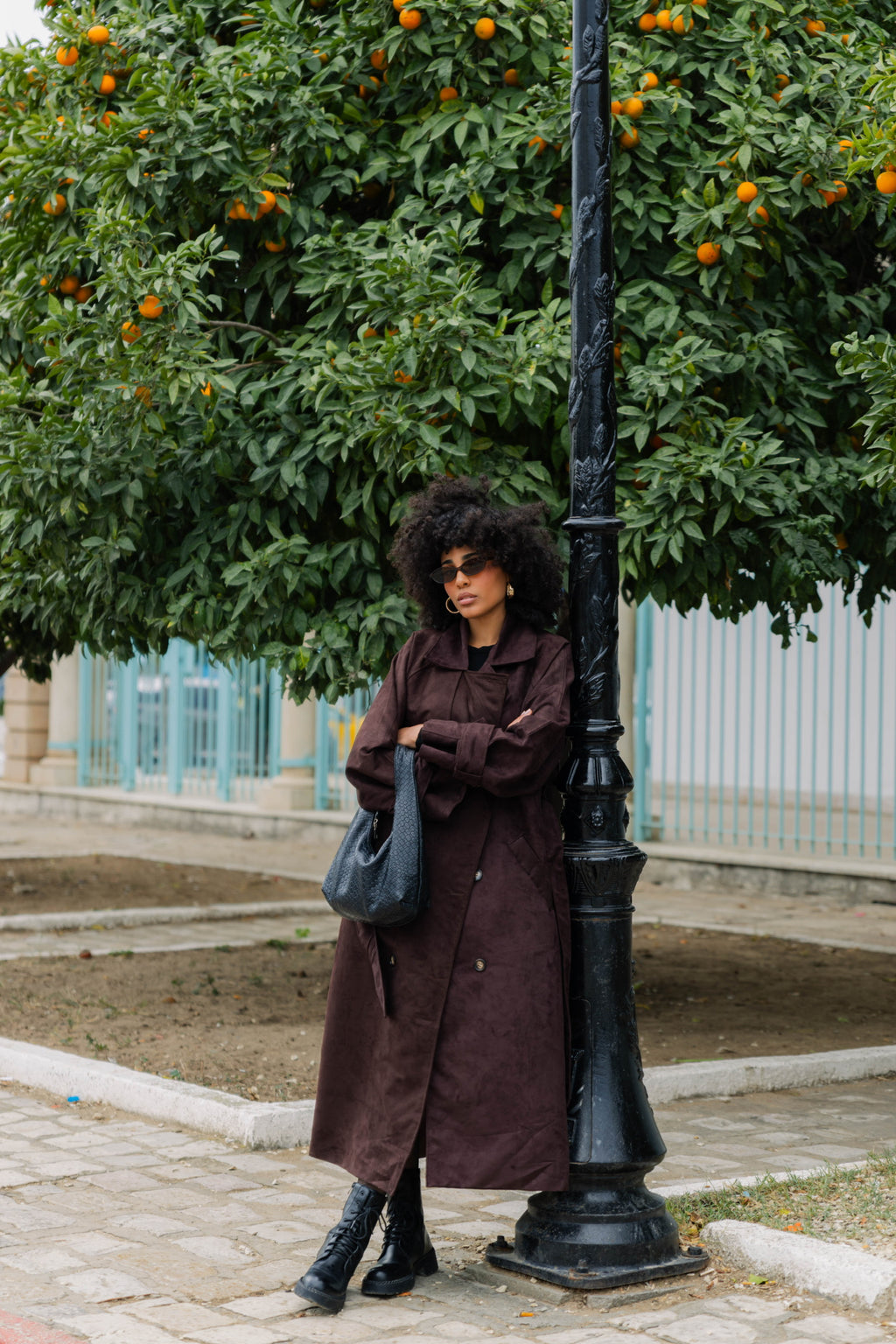 The suede trench coat