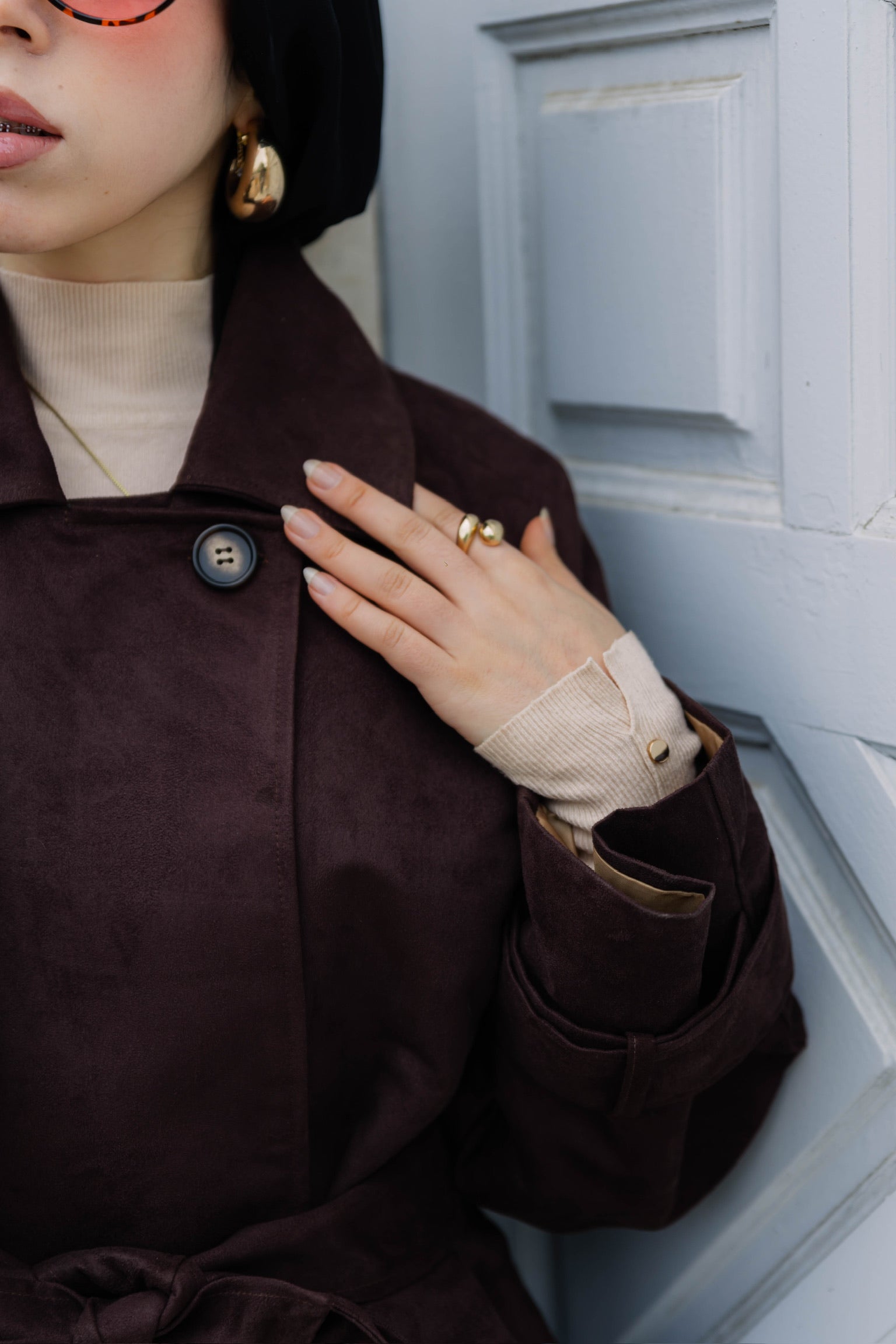 The suede trench coat